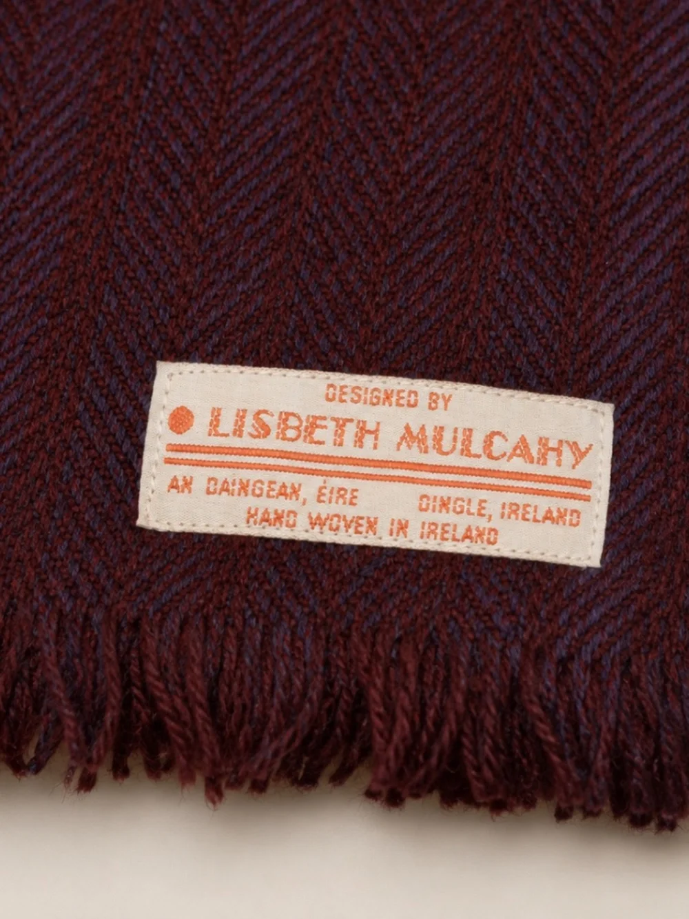 Lisbeth Mulcahy Irish Lambswool Herringbone Scarf 64x11